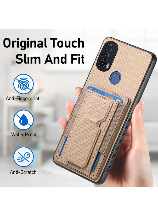 Case For Motorola Moto G 5G 2024 4G Carbon Fiber Fold Stand Elastic Card Bag Phone Case