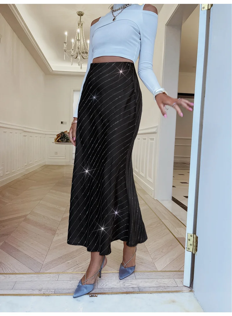SIMPLEE Women's casual high waisted A-line skirt slim fit long skirt