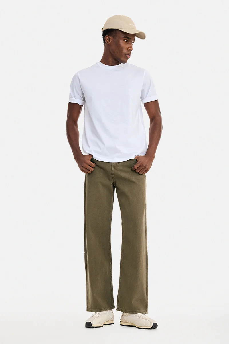 SNITCH Brown Solid Straight Fit Casual Jeans