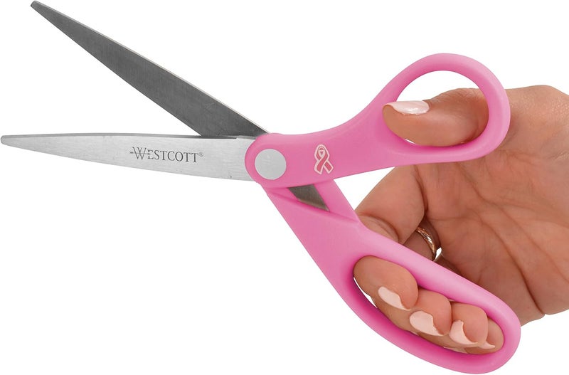 Westcott 15387 8" Pink Ribbon Stainless Steel Scissors - Image 4