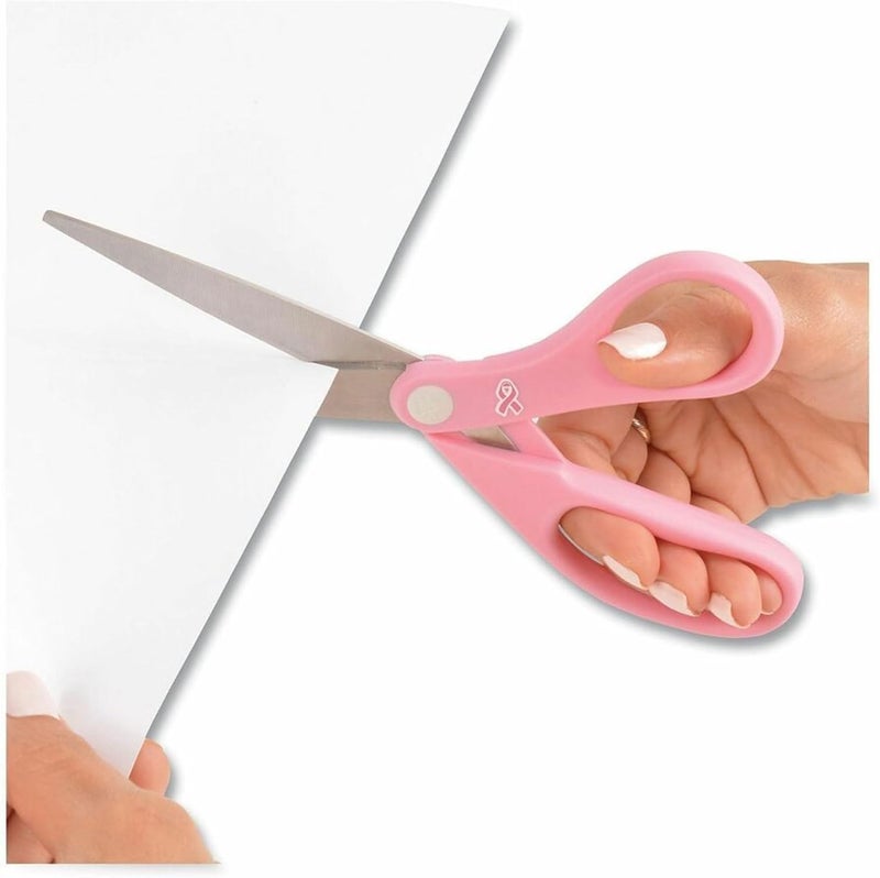 Westcott 15387 8" Pink Ribbon Stainless Steel Scissors - Image 2