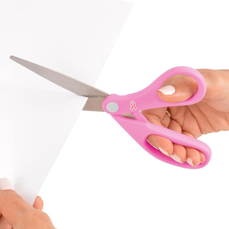 Westcott 15387 8" Pink Ribbon Stainless Steel Scissors - Image 5