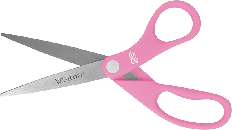 Westcott 15387 8" Pink Ribbon Stainless Steel Scissors - Image 3