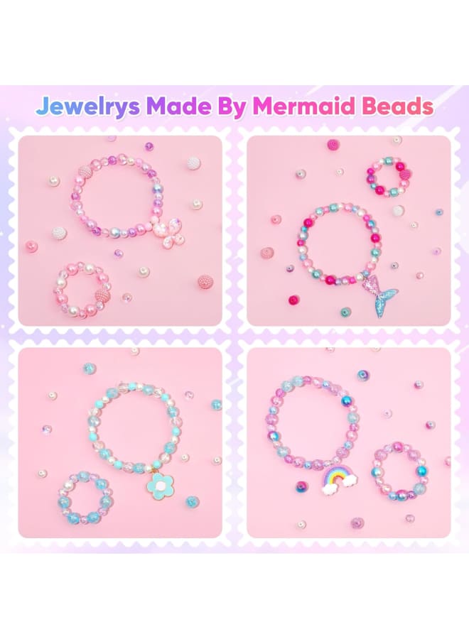 CAIKEZI 806Pcs Mermaid Beads Bracelet Making Kit, DIY Jewelry Making Kit with Pearl Beads Ocean-Themed Charms Accessories for Friendship Bracelet Kit Necklace Crafts Making Gifts  - Image 3