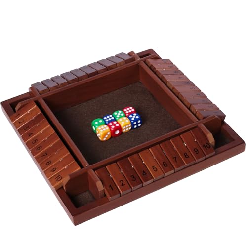 Nicecho Shut The Box Dice Game24 Player Family Wooden Board Table Math Games for Adults and Kids 8 Dices Classics Games for ClassroomHomeParty or Pub Brown - Image 1