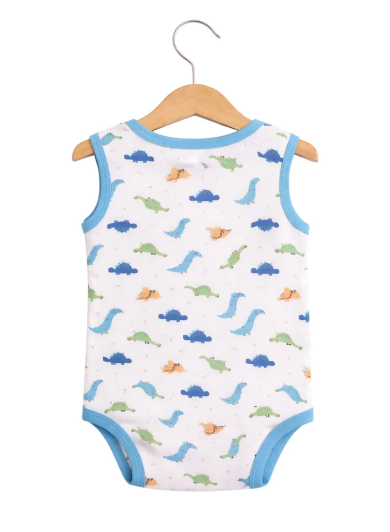 Victor And Jane  Baby Boys Sleeveless Interactive Dino Print Bodysuits – Pack of 3 for Men | Best Price UAE