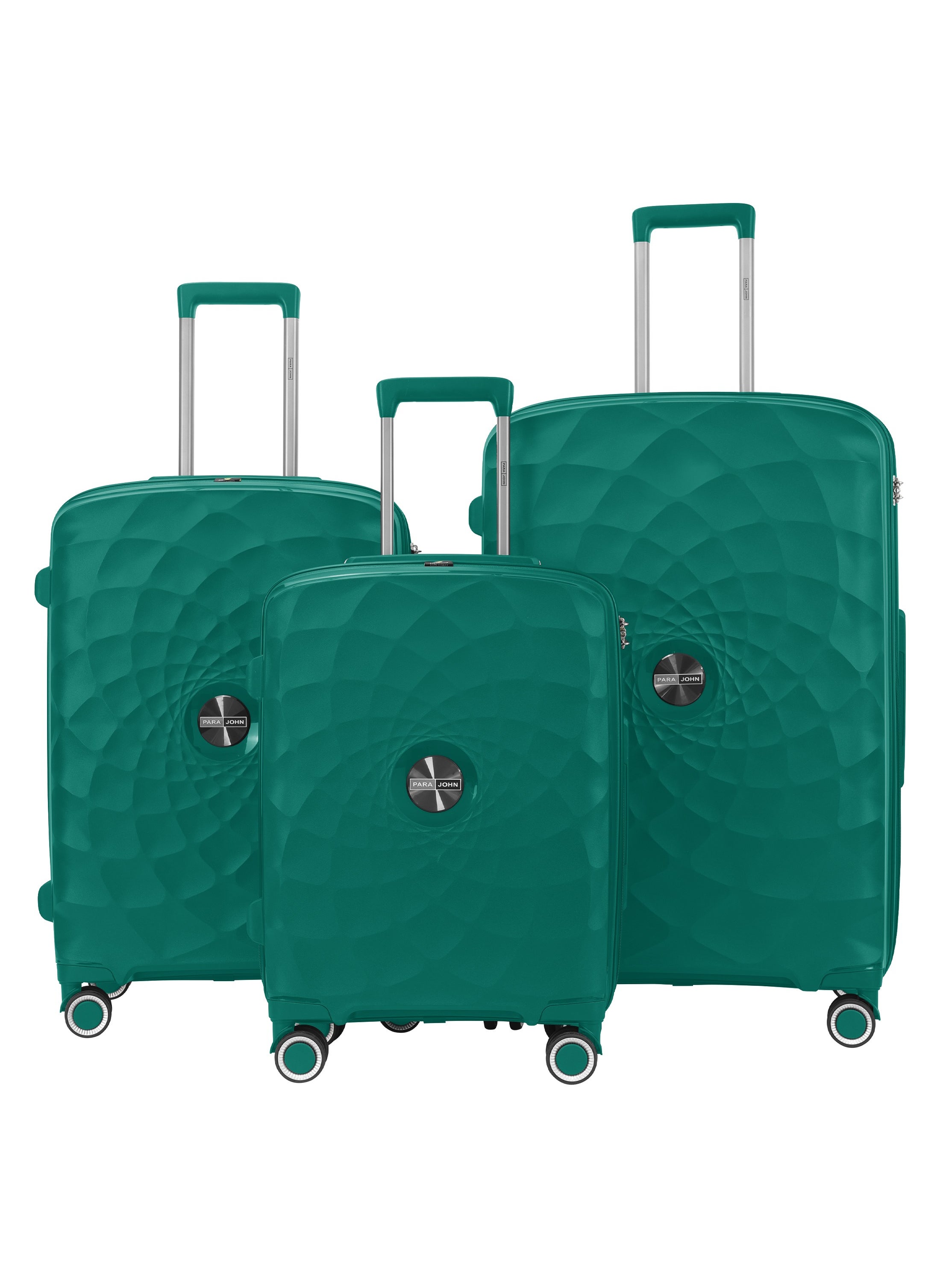 Lightweight 3-Piece Polypropylene Luggage Trolley Set with 8 Spinner Wheels Coral Blue 