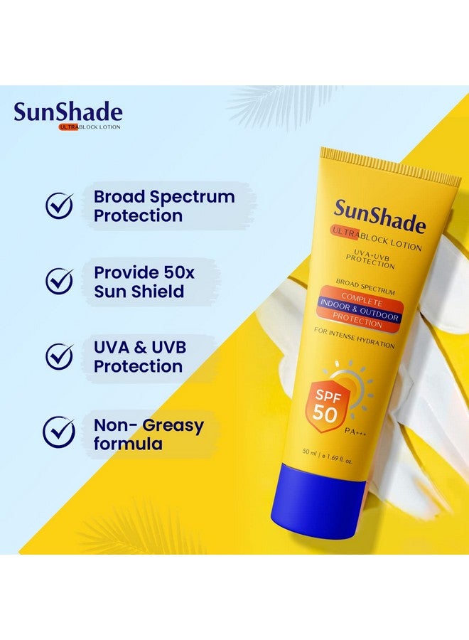 Leeford Sunshade Ultra Block Sunscreen Spf 50 Pa+++ Lotion For Face & Body (50Ml) All Skin Types Uva/Uvb Water Resistant Nongreasy Broad Spectrum Blue Light Indoor & Outdoor Protection - Image 4