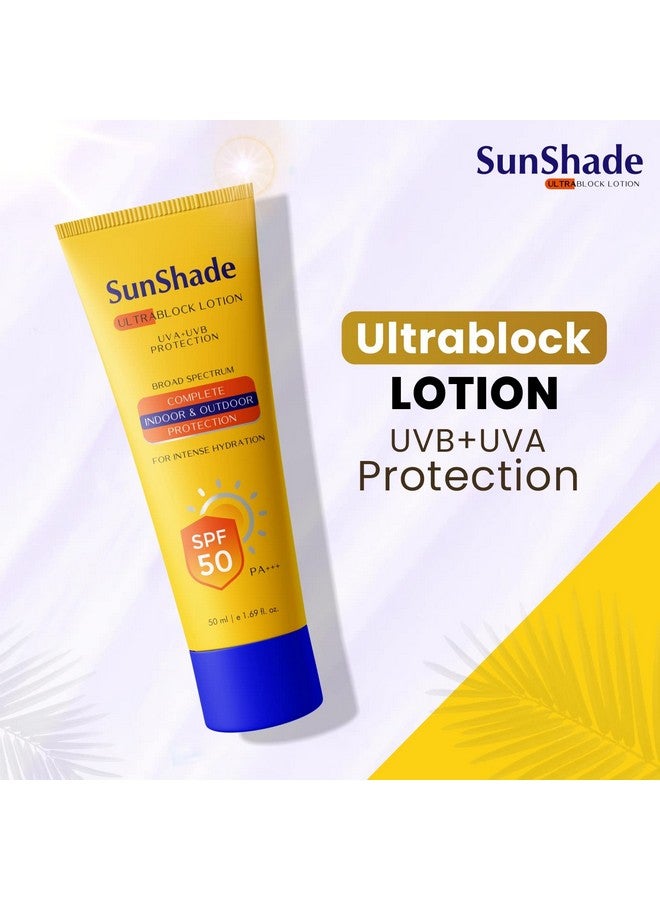 Leeford Sunshade Ultra Block Sunscreen Spf 50 Pa+++ Lotion For Face & Body (50Ml) All Skin Types Uva/Uvb Water Resistant Nongreasy Broad Spectrum Blue Light Indoor & Outdoor Protection - Image 3