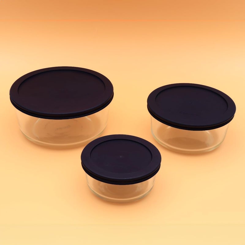 Cibi Food Storage Container Lids (7 Cups, Black - 6PK) For Pyrex and Anchor Round Glass Containers, Dishwasher and Microwave Safe Replacement Lids - Image 5
