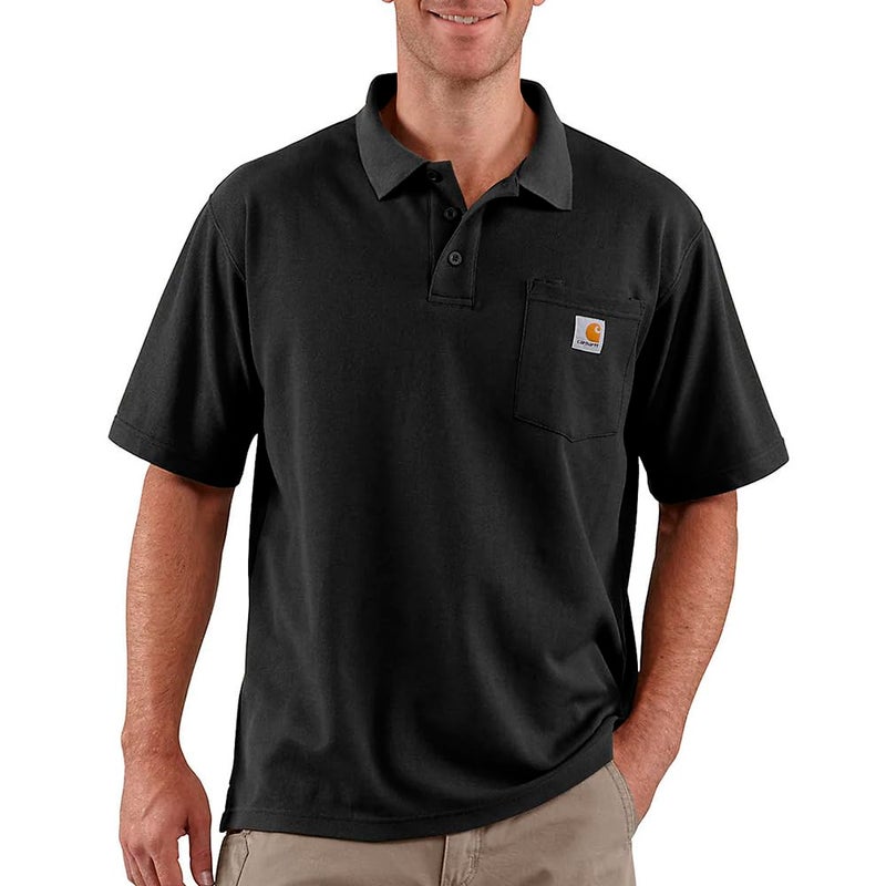 Carhartt Men's Loose Fit Midweight Short-Sleeve Pocket Polo, Black, Large