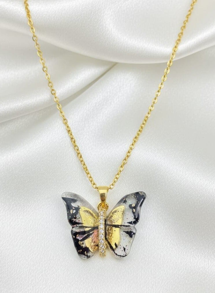 Luxuria 18K Gold Plated Stainless Steel Colorful Butterfly Necklace for Women Girls Cubic Zirconia Pendant Jewelry Giftsv - Image 1
