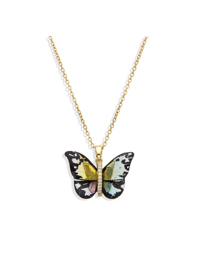 Luxuria 18K Gold Plated Stainless Steel Colorful Butterfly Necklace for Women Girls Cubic Zirconia Pendant Jewelry Giftsv - Image 2