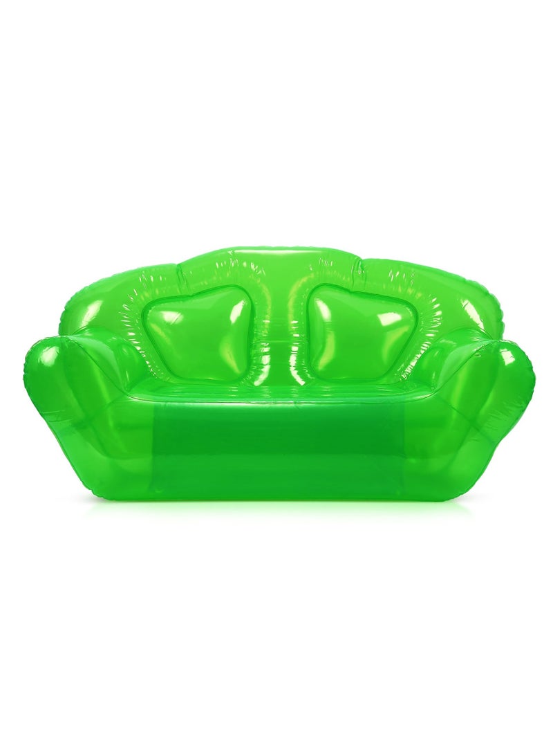 Transparent Clear Inflatable Sofa Seat Double Person Blow up Chair Portable Inflatable Couch Air Couch for Swimming Pool Camping Outdoor Beach Room 100% Waterproof and Holds 550lbs Green - Image 1