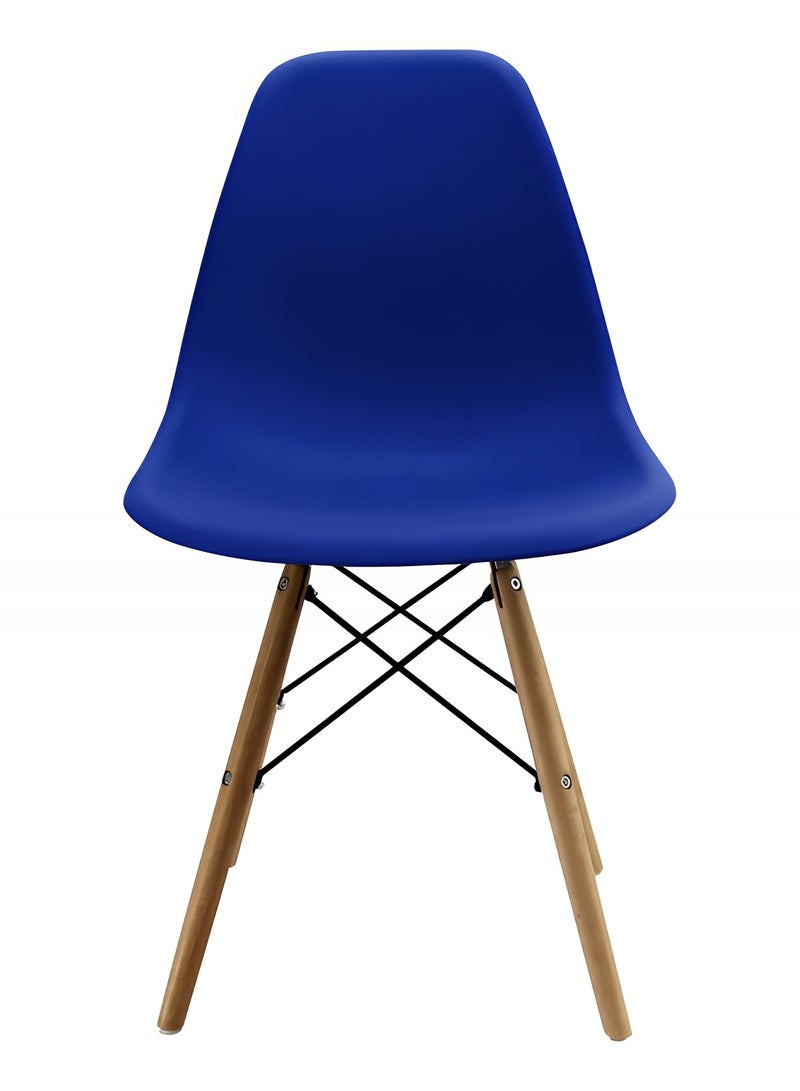Taimi Set of 4 Modern Plast Style Plastic Dining Chair Mid Century Modern DSW Chair, Shell Lounge Plastic Chair with Natural Wooden Legs for Office, Kitchen, Dining, Bedroom, Living Room Side Chair Dark Blue - Image 4