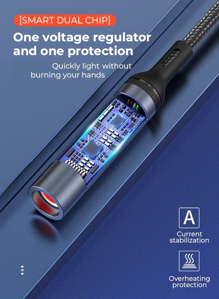 بيوينتي كابل USB  4 في 1 للشحن السريع، كابل متعدد -C-Type،  Micro-USB، Lightening لجهاز iPhone، سلك شحن سريع متوافق مع iPhone وAndroid بالإضافة إلى ولاعة - Image 4