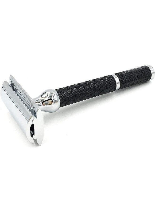 Parker Safety Razor ماكينة حلاقة آمنة ذات حدين بمقبض طويل ووزن متوسط 71R مع 5 شفرات حلاقة من الفولاذ المقاوم للصدأ من Parker Platinum بمقبض من النحاس المطلي بالكهرباء باللون الأسود  - Image 3