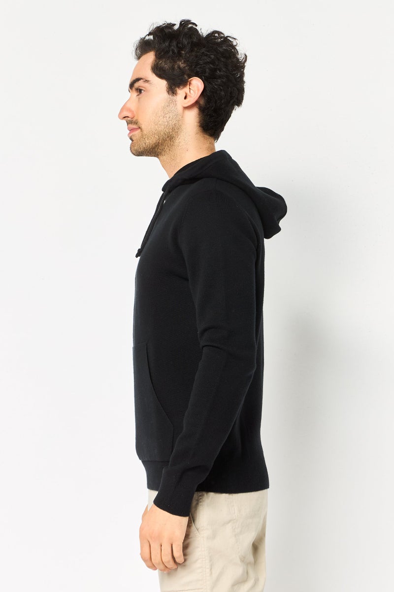 Celio Men Solid Long Sleeve Hoodie, Black - Image 3