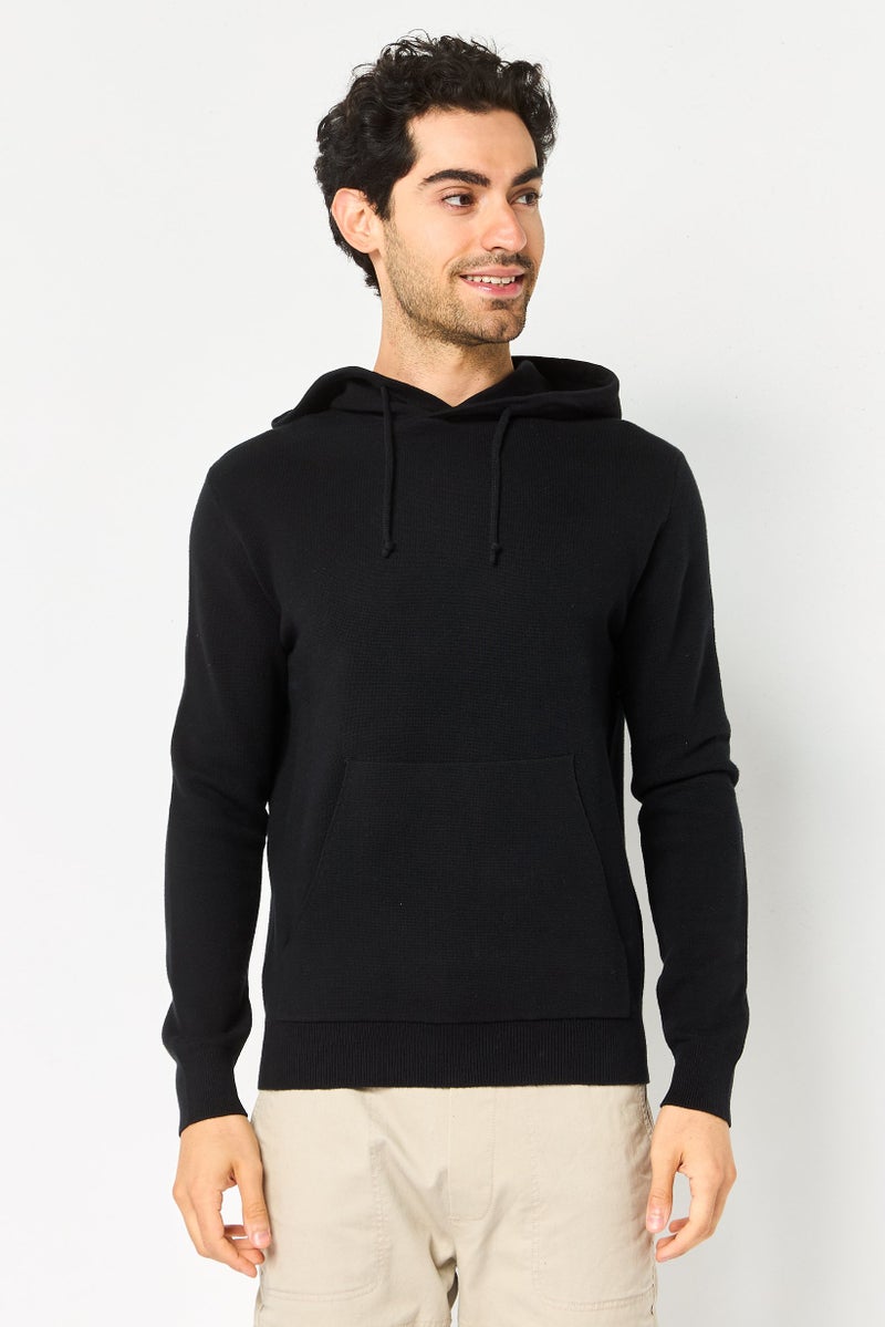 Celio Men Solid Long Sleeve Hoodie, Black - Image 1