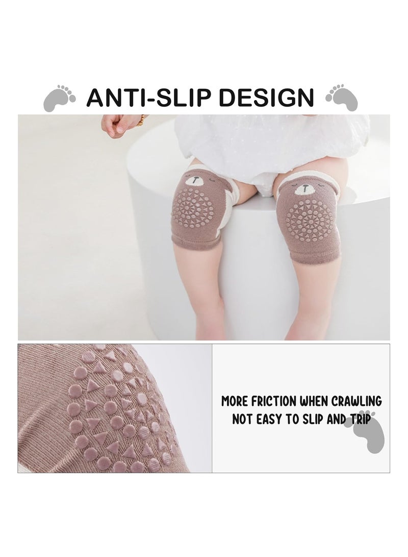 KASTWAVE 5 Pairs Baby Crawling Knee Pads, Anti-Slip Rubber Point Knee Pads, Elastic Cute Knee Protector Leg Warmers Elbow Pads Crawling Protector, Unisex 0-24 Months (5 Styles) - Image 3