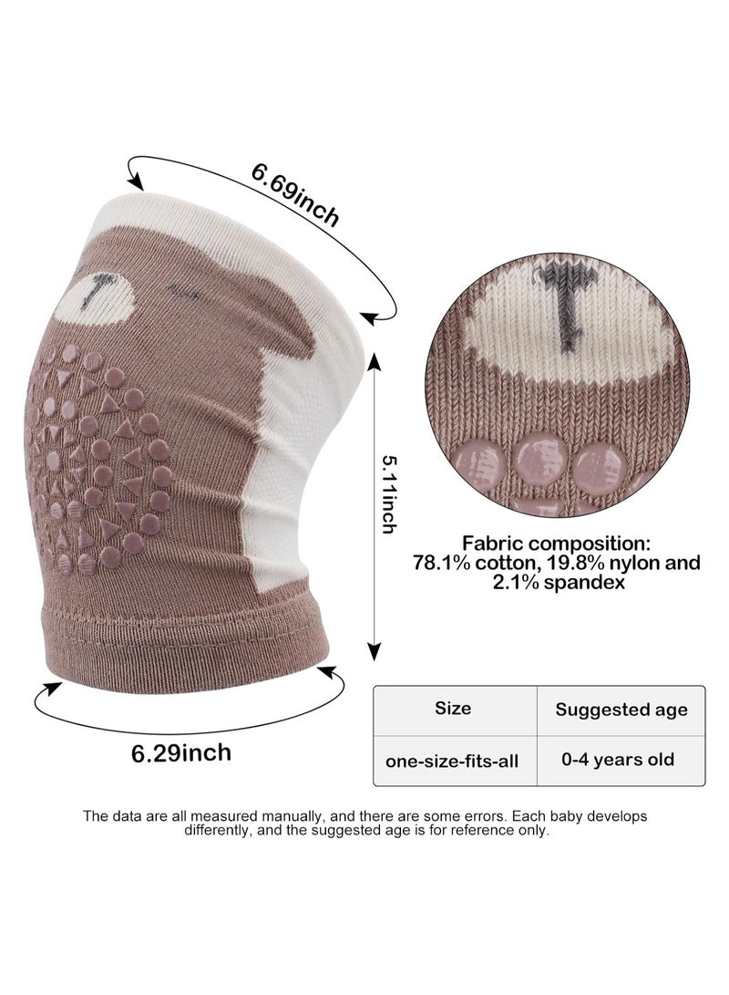 KASTWAVE 5 Pairs Baby Crawling Knee Pads, Anti-Slip Rubber Point Knee Pads, Elastic Cute Knee Protector Leg Warmers Elbow Pads Crawling Protector, Unisex 0-24 Months (5 Styles) - Image 4