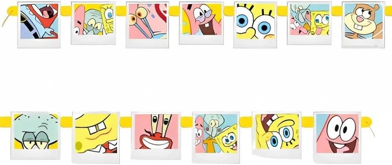 Unique SpongeBob SquarePants Jointed Banner 1 Pc  Easy Assembly Fun  Multicolor Party Decoration for Kids Parties  Events - Image 1
