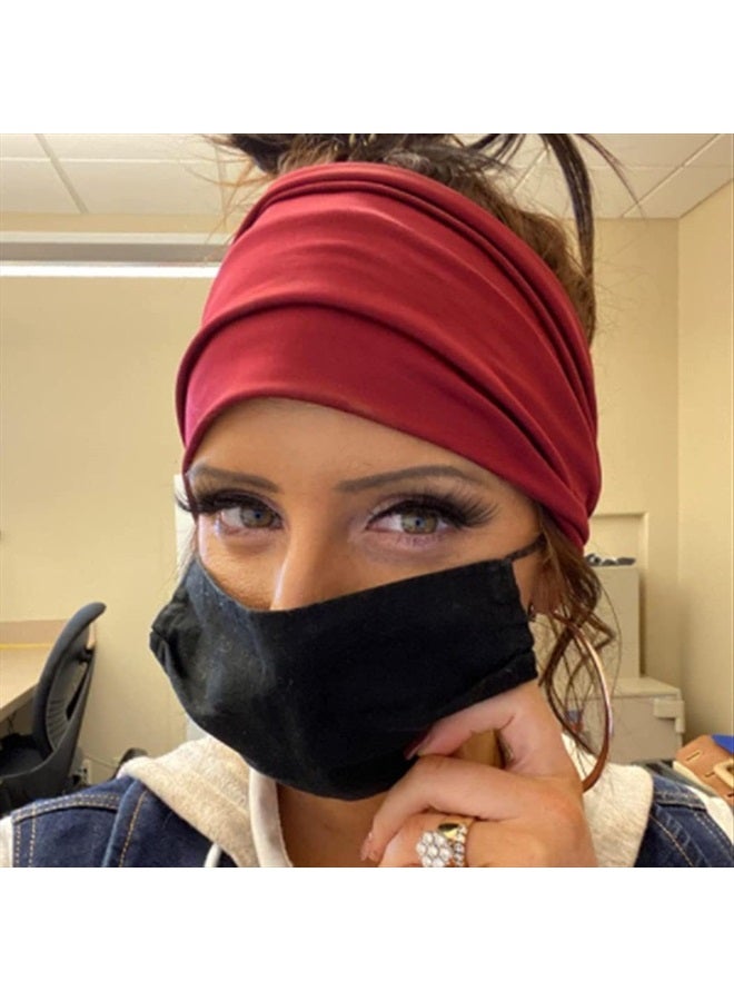 Woeoe African Headbands Knotted Hairbands Black Yoga Sport Head Wraps Wide Elastic Head Scarf for Women and Girls (Pack of 4) - Image 4