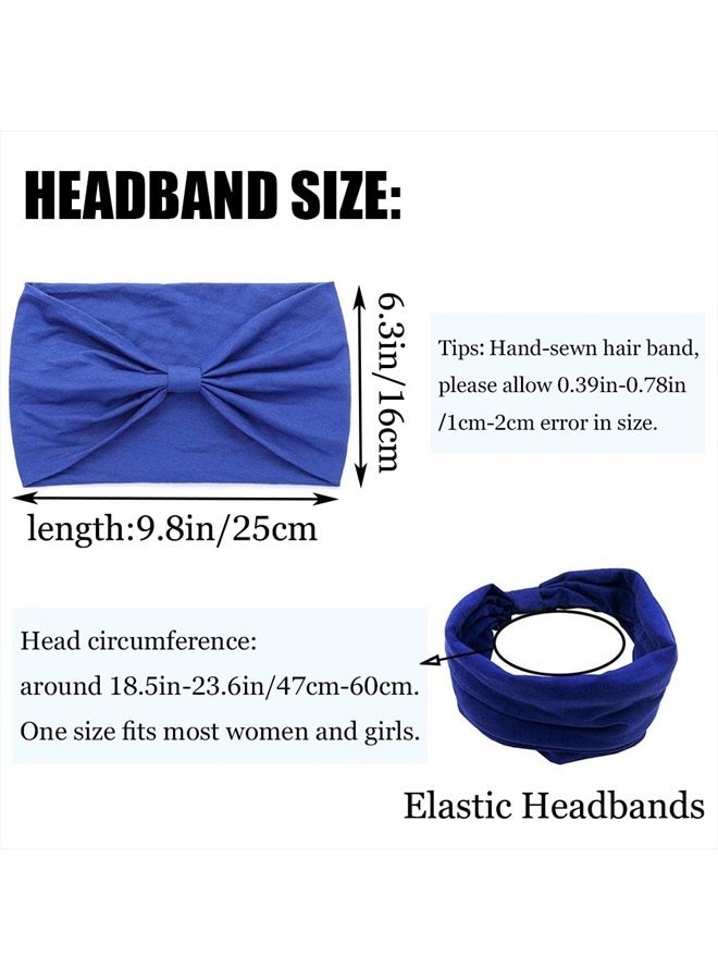 Woeoe African Headbands Knotted Hairbands Black Yoga Sport Head Wraps Wide Elastic Head Scarf for Women and Girls (Pack of 4) - Image 2