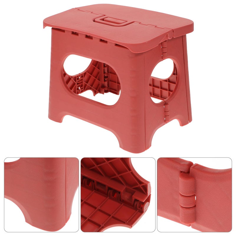 Portable Folding Plastic Outdoor Fishing Stool Lightweight Foldable Camping Seat Red - Image 5