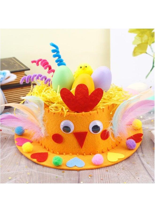 Easter Diy Hat Making Kit Colorful Egg Decorated Creative Gift Rabbit For Kindergarten Kids Toy Puzzle Building Set-Color:Thanksgiving (Orange)  - Image 1