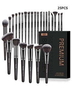 MAANGE 25 Pcs Makeup Brushes Set - Face Eye Makeup Brushes with Gift Box - Professional All-round Makeup Tools - Black  - Image 1