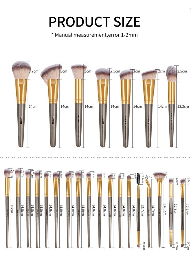 MAANGE 25 Pcs Makeup Brushes Set - Face Eye Makeup Brushes with Gift Box - Professional All-round Makeup Tools - Black - Image 2