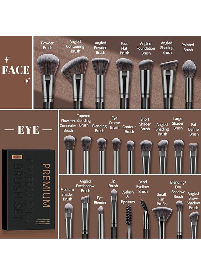 MAANGE 25 Pcs Makeup Brushes Set - Face Eye Makeup Brushes with Gift Box - Professional All-round Makeup Tools - Black - Image 3