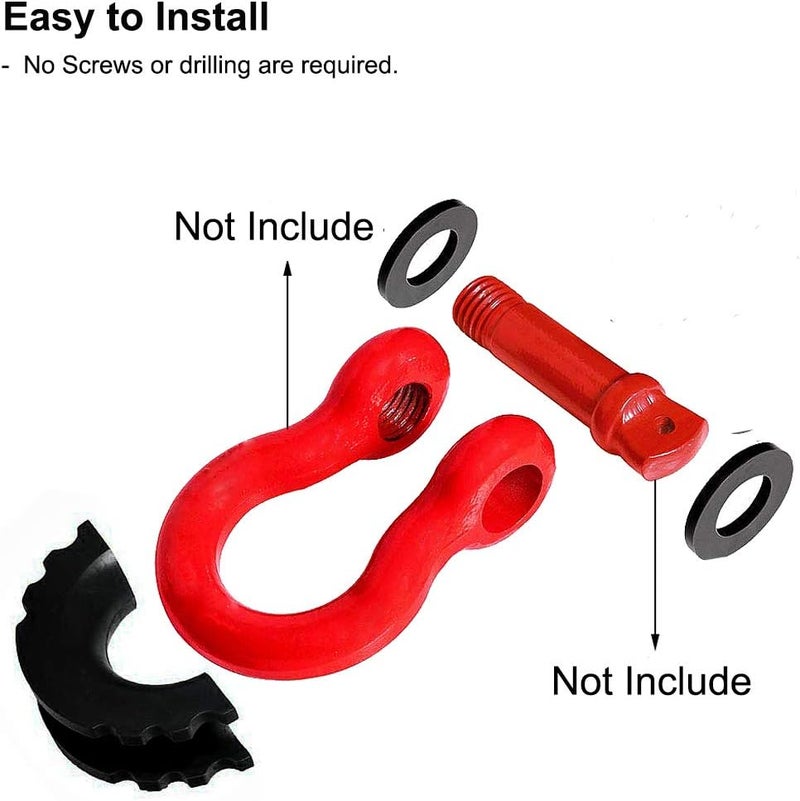 MuHize Black D-Ring Isolator Kit for 3/4" Shackles - 2 Heavy Duty Covers & 4 Washers Insulators, Anti-Rattle Design for Off-Road, Jeep, Truck Accessories - Image 5