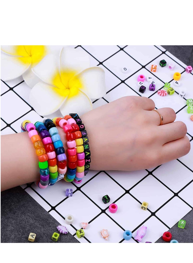 SYOSI Bead Bracelet Making Kit Bead Friendship Bracelets Kit with Pony Beads Letter Beads Charm Beads and Elastic String for Bracelet and Jewelry Making DIY - Image 4