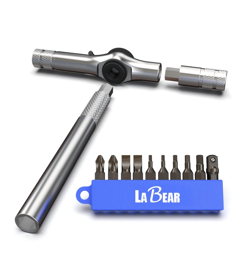 LABEAR - 12 in 1 T-Shape Pocket Multi-Function Cycling Bicycle Multitool Repair Kits - Bike Tool Set - Great for Mountain & Road Bikes - Use as Screwdriver or Wrench - Image 1