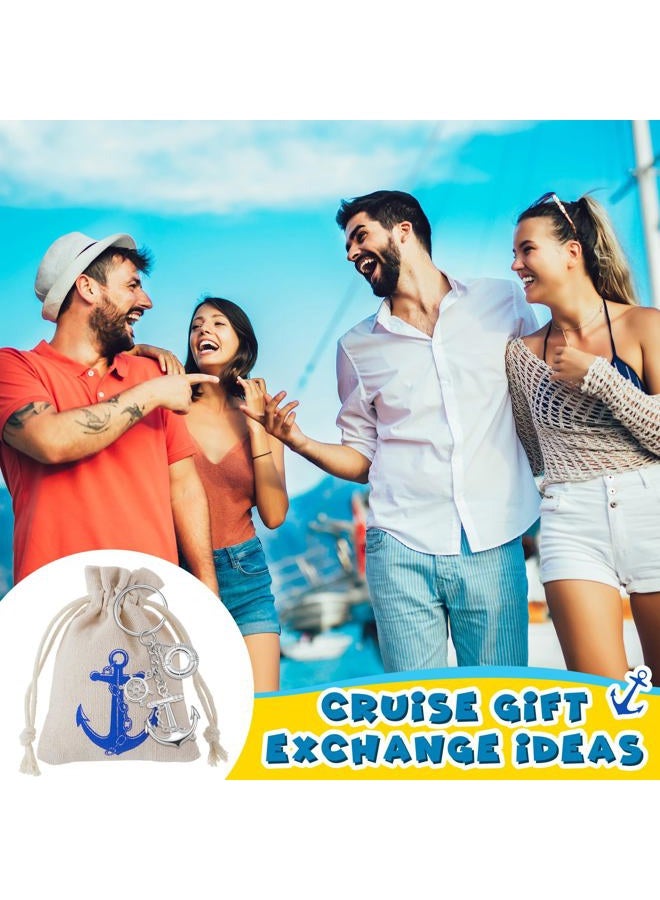 Equsion 30 Sets Cruise Gifts Bulk Anchor Keychain with Nautical Drawstring Gift Bag Nautical Anchor Party Favors Nautical Gifts for Men Nautical Ocean Wedding Themed Party Decorations - Image 4