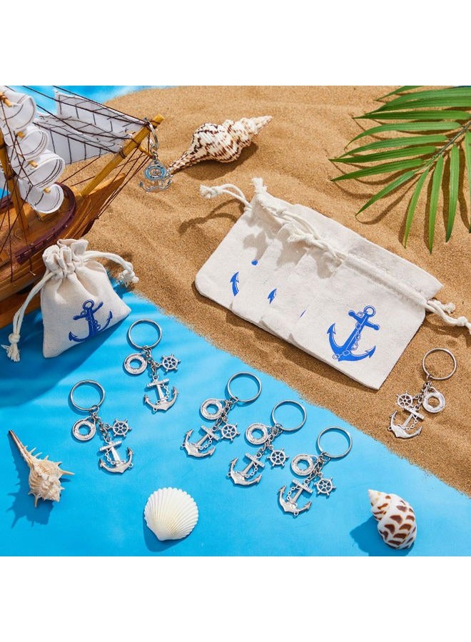Equsion 30 Sets Cruise Gifts Bulk Anchor Keychain with Nautical Drawstring Gift Bag Nautical Anchor Party Favors Nautical Gifts for Men Nautical Ocean Wedding Themed Party Decorations - Image 3