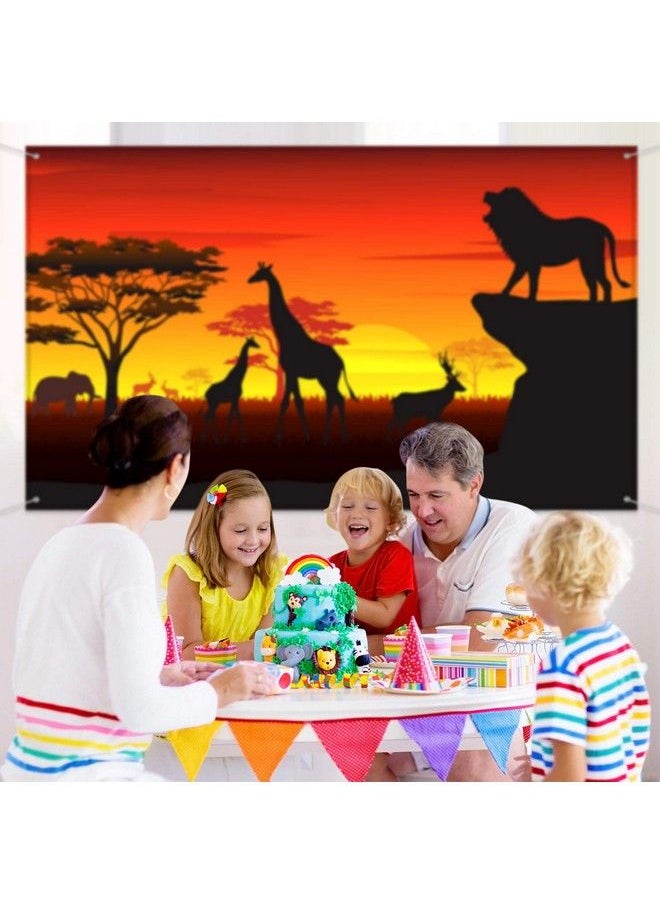 Blulu - African Safari Theme Party Decorations African Safari Backdrop Banner For African Safari Theme Supplies Tropical African Forest Jungle Safari Scenic Background Photobooth Banner 72.8 X 43.3 Inch - Image 1