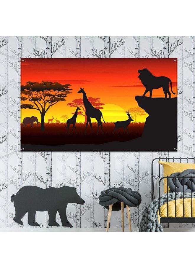 Blulu - African Safari Theme Party Decorations African Safari Backdrop Banner For African Safari Theme Supplies Tropical African Forest Jungle Safari Scenic Background Photobooth Banner 72.8 X 43.3 Inch - Image 1