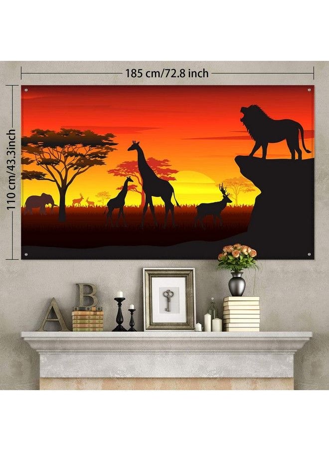 Blulu - African Safari Theme Party Decorations African Safari Backdrop Banner For African Safari Theme Supplies Tropical African Forest Jungle Safari Scenic Background Photobooth Banner 72.8 X 43.3 Inch - Image 1