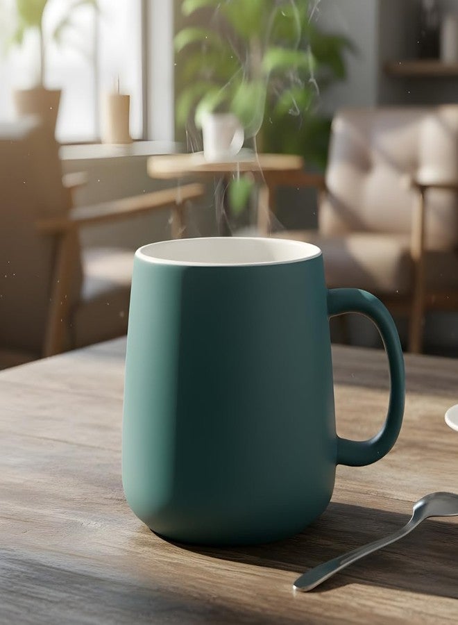Femora Matte Finish Coffee Mug | Microwave & Dishwasher Safe Ceramic Tea Cup | Perfect for Latte, Americano, Cappuccinos, Tea Bag & Beverages Teal 350ml, Pack of 2 - Image 2