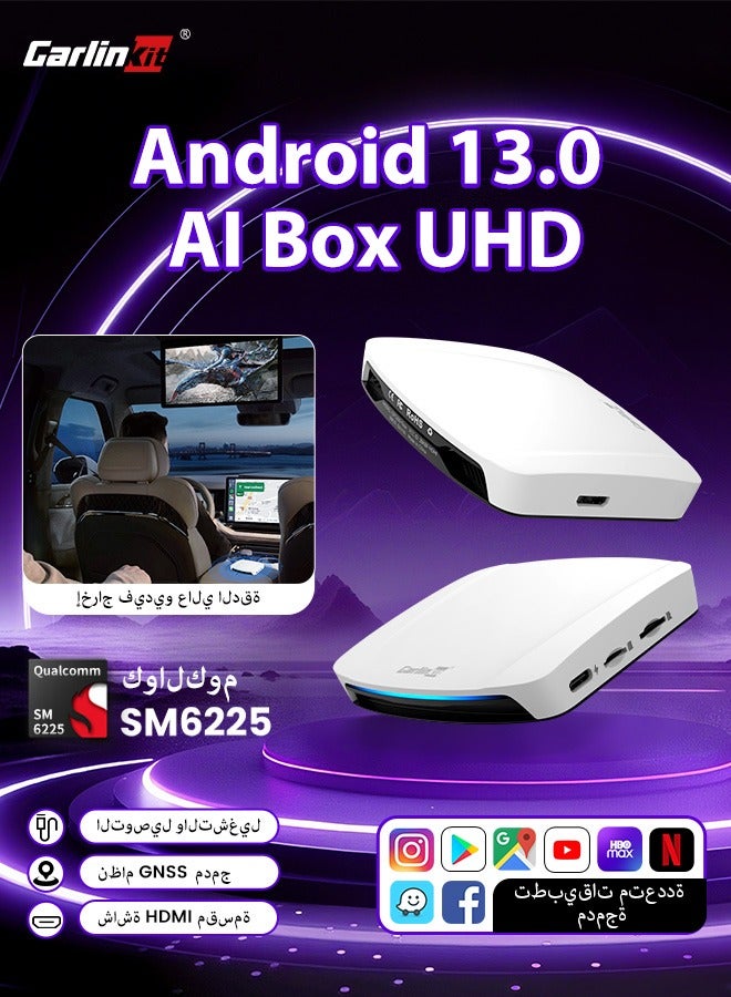 UHD CarPlay Android Auto AIBox HDMI Output Android 13 Snapdragon6225 8GB+128GB GPS YouTube Netflix IPTV System - Image 1