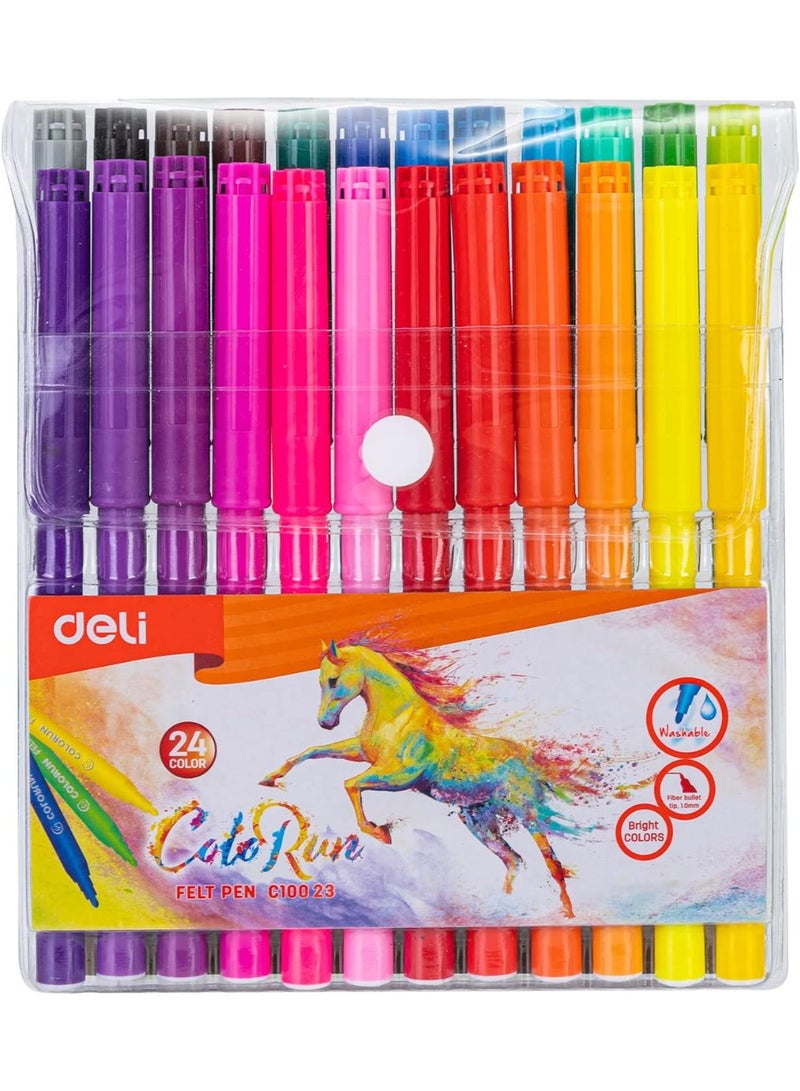 Deli C100-23 Sketch Felt Pen 24-Pieces, Multicolor - Image 1