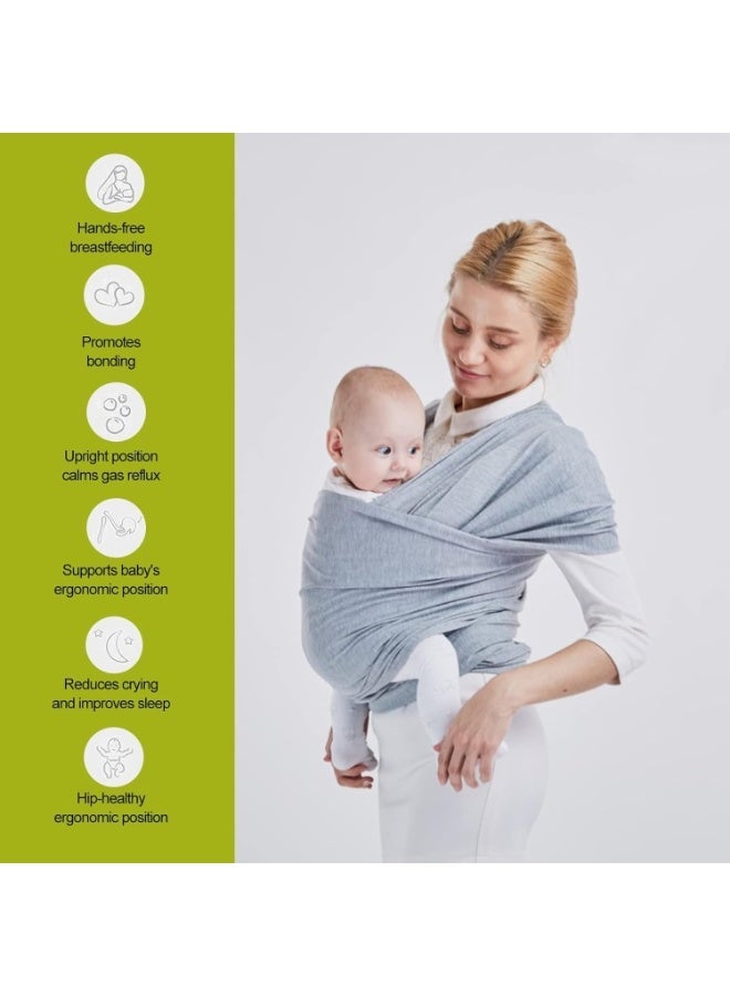 MostNow حامل أطفال MostNow Baby Wrap Carrier - حامل أطفال متعدد الاستخدامات ومسامي، خفيف الوزن، حامل أطفال بدون استخدام اليدين، حامل أطفال قابل للتعديل، حاملات للأطفال حديثي الولادة والرضع وحاملات أطفال (رمادي) - Image 4