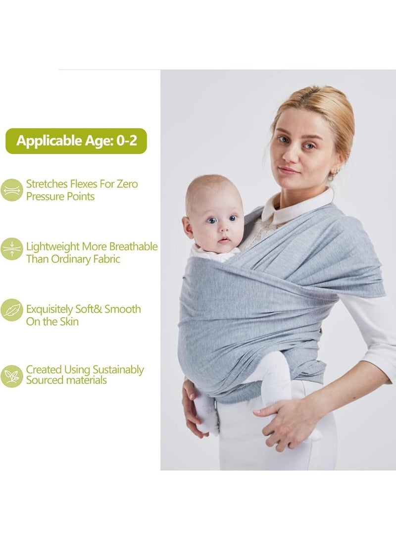 MostNow حامل أطفال MostNow Baby Wrap Carrier - حامل أطفال متعدد الاستخدامات ومسامي، خفيف الوزن، حامل أطفال بدون استخدام اليدين، حامل أطفال قابل للتعديل، حاملات للأطفال حديثي الولادة والرضع وحاملات أطفال (رمادي) - Image 3