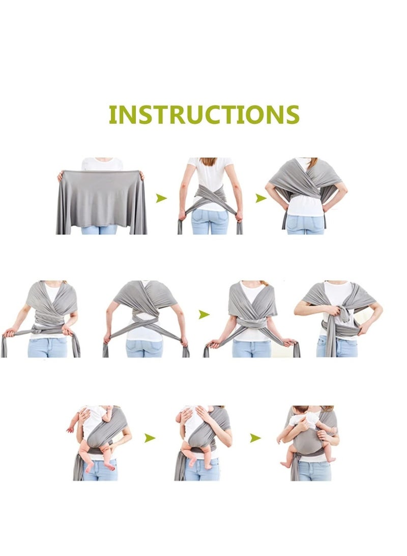 MostNow حامل أطفال MostNow Baby Wrap Carrier - حامل أطفال متعدد الاستخدامات ومسامي، خفيف الوزن، حامل أطفال بدون استخدام اليدين، حامل أطفال قابل للتعديل، حاملات للأطفال حديثي الولادة والرضع وحاملات أطفال (رمادي) - Image 2