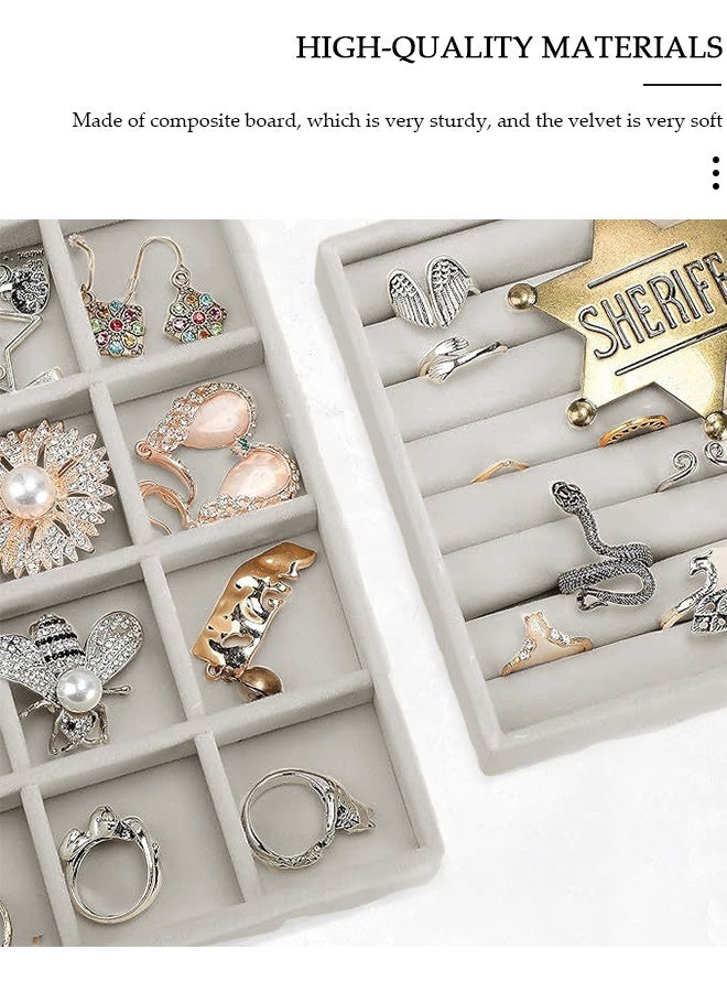 DUNISO Stackable Jewelry Trays Organizer, Closet Drawer Accessories Tray Set of 4 Drawer Organizer for Earring, Ring, Gadgets & Cosmetics, Display Organizer Necklace Storage Showcase Bracelet Removable Tray - Image 5