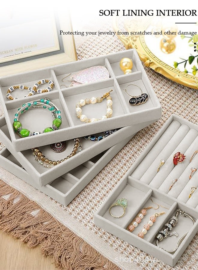 DUNISO Stackable Jewelry Trays Organizer, Closet Drawer Accessories Tray Set of 4 Drawer Organizer for Earring, Ring, Gadgets & Cosmetics, Display Organizer Necklace Storage Showcase Bracelet Removable Tray - Image 3