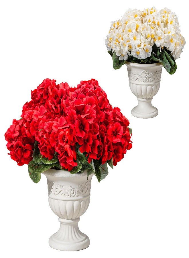 Cleangor 6 Pcs Artificial Geraniums Flowers for Outdoor, UV Resistant Outdoor Artificial Plants, Red Geranium Artificial Flowers Realistic, Silk Flower for Garden, Porch, Balcony, Yard Decor (2 Color) - Image 1